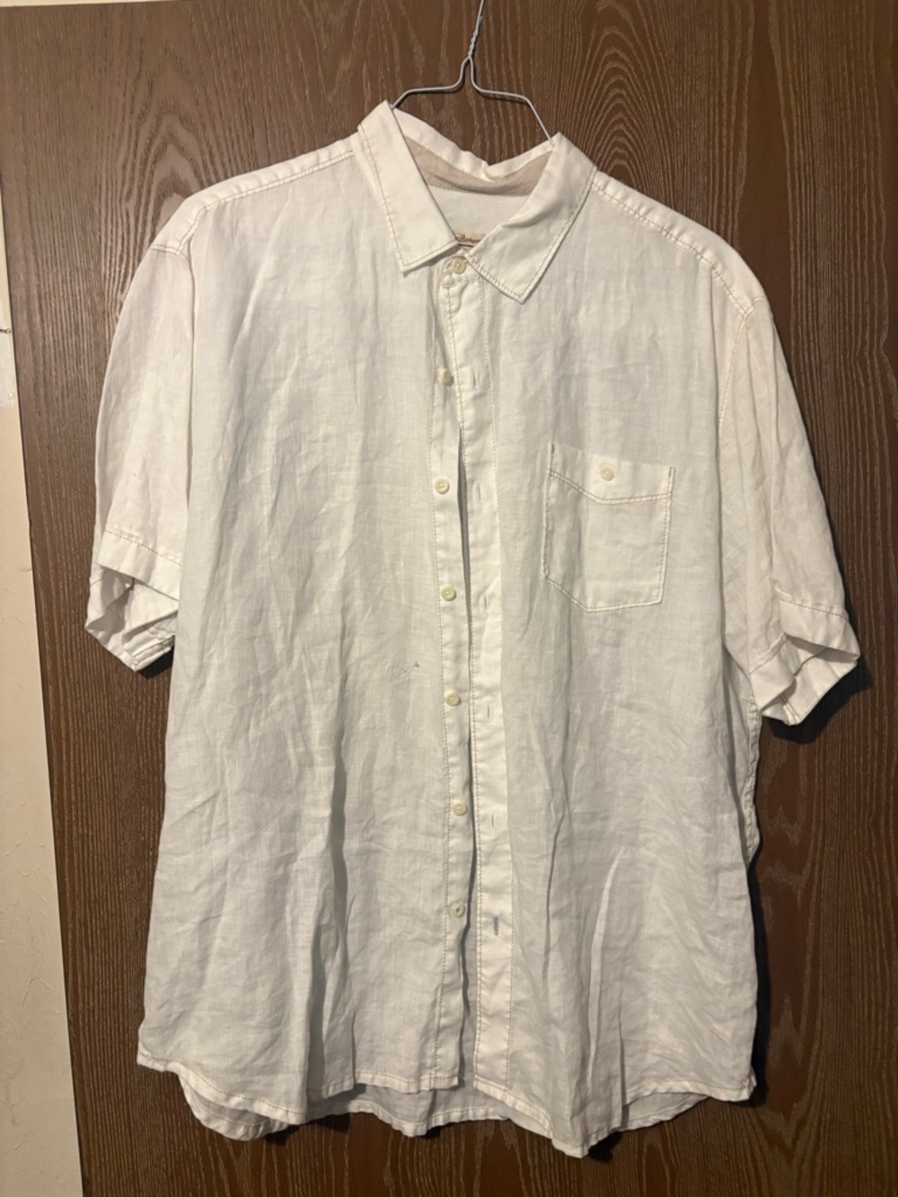 Tommy Bahama White Short-Sleeve Button-Down Linen Shirt